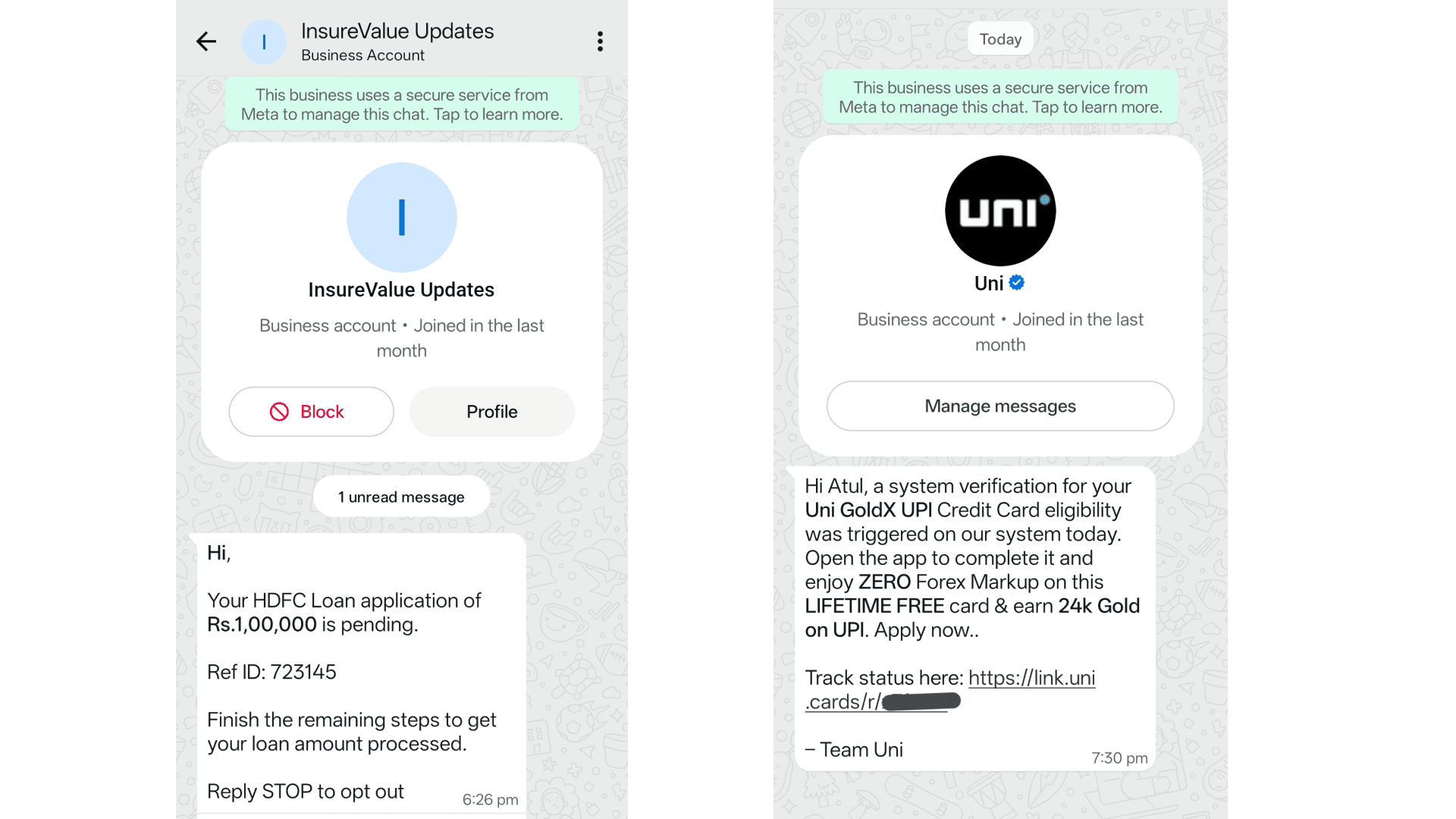 Spam by UNI and Insurevalue